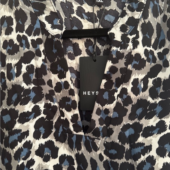 HEYSON Leopard Print Babydoll Dress NWT Women’s 1XL Long Sleeve Tiered Mini - Picture 6 of 7